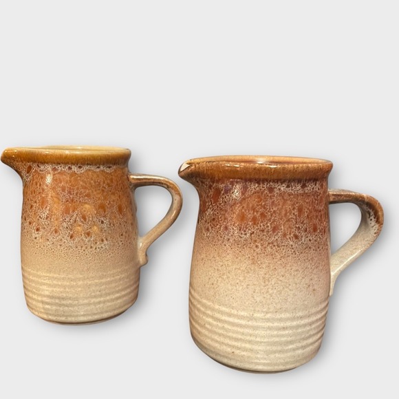 Mikasa Natures Song Creamer Set of 2 Rustic Brown Ombre Stoneware Japan C1050 - Picture 1 of 3